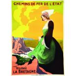 Visitez la Bretagne vers 1930 STALL J. Chemins de Fer de l'Etat. Joseph Charles Paris Affiche