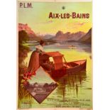 Aix Les Bains vers 1900 HUGO D' ALESI F. Ateliers Hugo d'Alési Paris Affiche entoilée/ Vintage