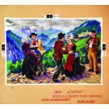 La Scottish Gouache signée Charles Homualk vers 1930 HOMUALK CHARLES Gouache signée en bas à