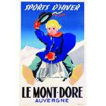 Le Mont-Dore - Sports d'Hiver vers 1950 BOURGUIGNON R. Imprimeries Réunies Lyon Affiche entoilée/