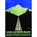 Vers le Mont - Blanc 1928 DORIVAL GEO Lucien Serre & Cie Paris Affiche entoilée/ Vintage Poster on