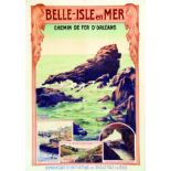 Belle Isle en Mer vers 1900 SERREAU F. Cornille & Serre Paris Affiche entoilée ( Entoilage