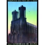 Reims - La Cathédrale vers 1920 DROIT JEAN Lucien Serre & Cie Paris 1 Affiche Non-Entoilée / Vintage