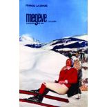 Mégève Capital du Ski 1967 PHOTO : DOUMIC Braun Mulhouse Affiche entoilée/ Vintage Poster on