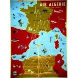Air Algérie vers 1950 RIVIERE C. 1 Affiche Non-Entoilée / Vintage Poster not lined B.E. B + plis,