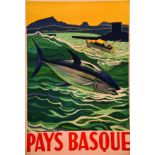 Pays Basque Saint Jean de Luz vers 1950 GARCIA JULIO Affiche entoilée/ Vintage Poster on Linnen B.E.