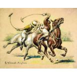 Joueurs de Polo - Pastel signé H. Vincent Anglade vers 1930 VINCENT ANGLADE H. Pastel encadré et