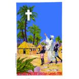 Missions Africaines vers 1900 Lyon (Rhône) Armoricaine Nantes Affiche entoilée/ Vintage Poster on