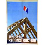 Bons de la Reconstruction vers 1950 Havas 1 Affiche Non-Entoilée / Vintage Poster not lined B.E. B +
