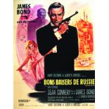 Bon Baiser de Russie James Bond 1963 GRINSSON Ets. Saint Martin Paris Affiche entoilée/ Vintage