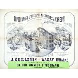 J. Guillemin Typographie & Lithographie Mécaniques à Vapeur vers 1860 Wassy - ( Haute Marne ) J.