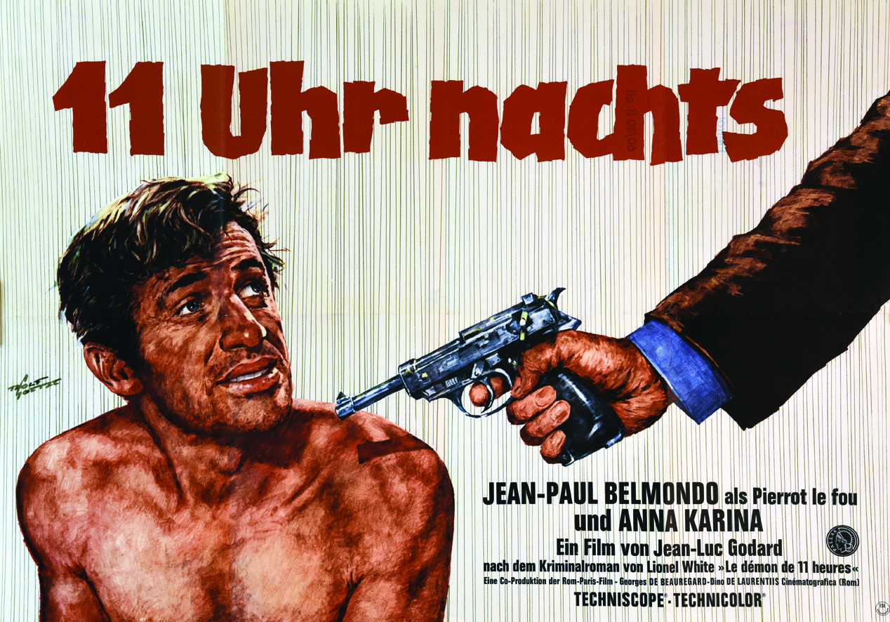 11 Uhr Nachts ( Pierrot le Fou ) 1965 GOLTZI WOLF FP Druck Heilderberg Affiche entoilée/ Vintage