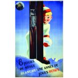 8 Jours de Neige blanche - Une année de joues roses 1938 HUGON ROLAND Paul Martial Paris Affiche