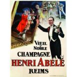 Champagne Henri Abelé Viel & Noble vers 1920 Reims (Marne) EREL G. Métais Paris Affiche entoilée/