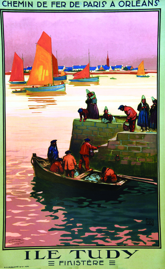 Ile Tudy 1929 ALO Lucien Serre & Cie Paris Affiche entoilée/ Vintage Poster on Linnen B.E. B +