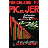 Lourdes Funiculaire du Pic du Jer vers 1950 B. Sirven 1 Affiche Non-Entoilée / Vintage Poster not