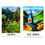 Les Alpes lot de 2 Affiches / Lot of 2 Posters 1956 & 1958 NATHAN & CAPON Hubert Baille & Cie /