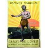 Crédit de L'Ouest Emprunt National 1920 1920 SCOTT GEORGES Devambez Paris 1 Affiche Non-Entoilée /