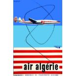 Constellation Air Algérie vers 1950 BRENET ALBERT Aljanvic Paris Affiche entoilée/ Vintage Poster on