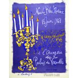 Versailles L'orangerie Nuit Bleu Marine 1963 HAMBOURG. A Affiche entoilée/ Vintage Poster on