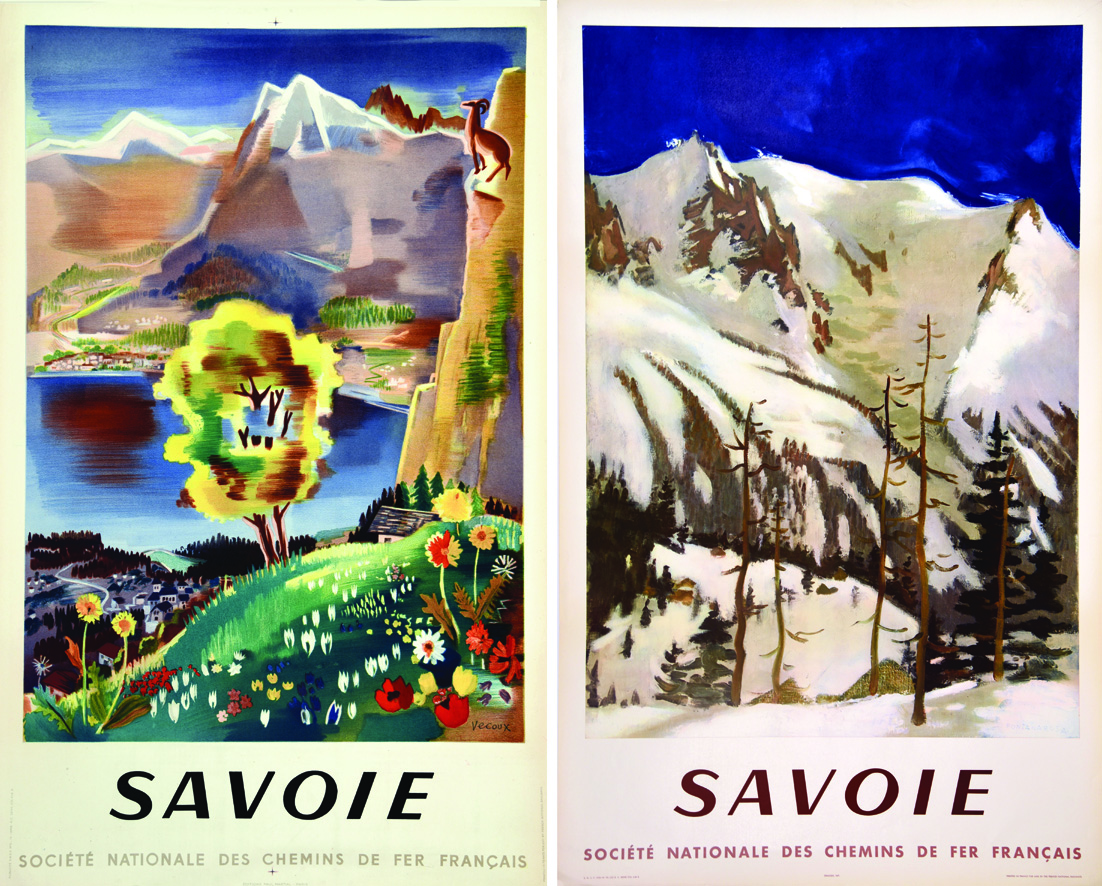 Lot 2 Affiches Savoie 1946 - 1954 1946 - 1954 VECOUX FONTANAROSA Société Nationale des Chemins de