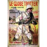 Le Globe Trotter vers 1900 TAUZIN LOUIS F. Champenois Paris 1 Affiche Non-Entoilée / Vintage