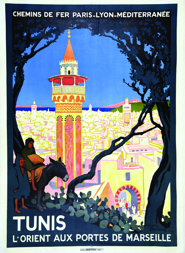 Tunis PLM 1920 BRODERS ROGER Daude Frères Paris Affiche entoilée/ Vintage Poster on Linnen B.E.