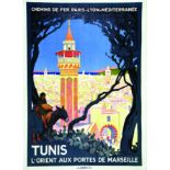 Tunis PLM 1920 BRODERS ROGER Daude Frères Paris Affiche entoilée/ Vintage Poster on Linnen B.E.