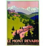 Mont Revard - Grand Hotel PLM 1927 BRODERS ROGER Maurice Dupuy Paris Affiche entoilée/ Vintage