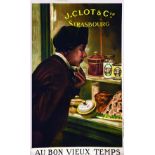 Au Bon Vieux Temps J. Clot & cie vers 1930 Strasbourg (Bas-Rhin) MIS Paris Affiche entoilée/ Vintage