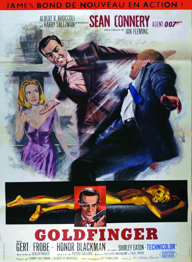 Goldfinger 1964 MASCII JEAN Ets. Saint Martin Affiche entoilée/ Vintage Poster on Linnen B.E. B +