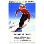 Faites du Ski 1951 ABEL Publicité S. J St-Germaine-en-Laye Affiche entoilée/ Vintage Poster on