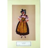 Femme Bressane - La Bourgogne vers 1900 Lithographie en Couleurs / Vintage Lithograph in colors. T.