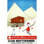 Club Méditerranée - Premier Village de Neige 1956 CLEM C. A. Karcher Paris Affiche entoilée/ Vintage