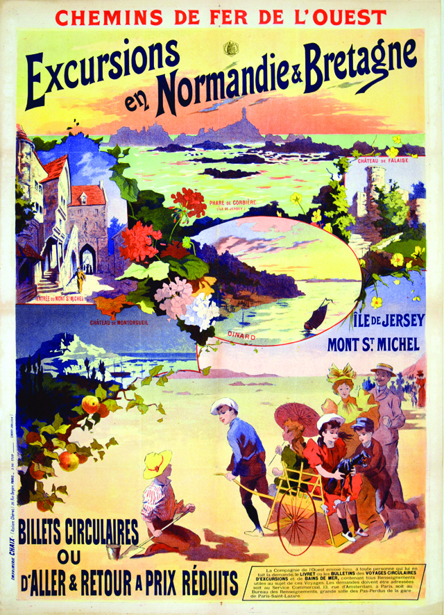 Normandie Bretagne Ile de Jersey Dinard vers 1900 Chaix Paris Affiche Entoilée (Entoilage Ancien ) /