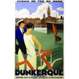 Dunkerque vers 1930 BRODERS ROGER Chemin de Fer du Nord. Lucien Serre & Cie Paris Aff. Entoilée. /