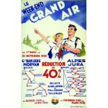 Le Week-End au Grand Air - Morvan - Alpes Jura 1935 1935 A.B. P.L.M. Bordas Paris Affiche