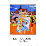 Le Touquet Paris - Plage vers 1990 Actigraphe Saint Omer 1 Affiche Non-Entoilée / Vintage Poster not