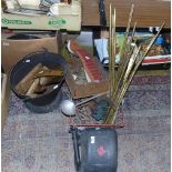 Four Large Brass Brackets, Assorted Brass Stair Rods & Tools, etc.