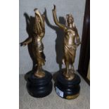 A Pair of French Gilt Spelter Figures - 'La Dance' & 'La Musique' (2).