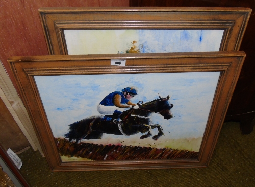 Two Oils on Board by Bob Smith of Race Horses; both signed.