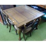 An Early 20th Century Draw Leaf Table of Good Quality, along with two Victorian balloon back