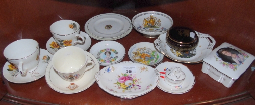 Shelf of Ceramics to Include Royalty Commemorative Wares.