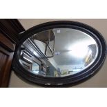 A 19th Century Oval Bevelled Mirror & a Bamboo Coffee Table (2).