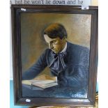 An Oil on Canvas Board by Sandra Petit-Frere - W.B. Yeats. Signed lower right & verso. 50 x 39.5cm.