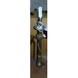 A Very Good Early 20th Century Brass Standard Lamp with Acanthus leaf base and columned shaft.