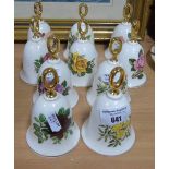 A Collection of Ten 'Summer Collection' Fine Bone China Bells decorated with flowers.