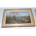 A 20th Century Oil on Panel of a River Scene; signed indistinctly lower left.