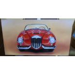 An Oil on Canvas Depicting a Vintage Motor Car.