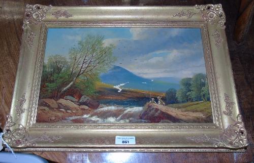 An Oil on Board by George Harris; rural landscape, framed.